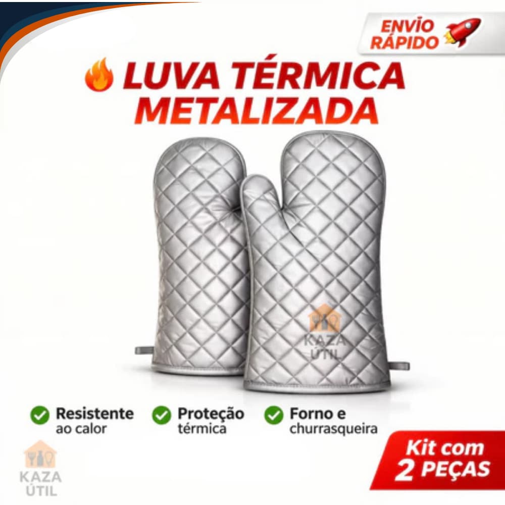 Kit 2 Luva Térmica Metalizada de Cozinha Proteção para Forno e Panela
