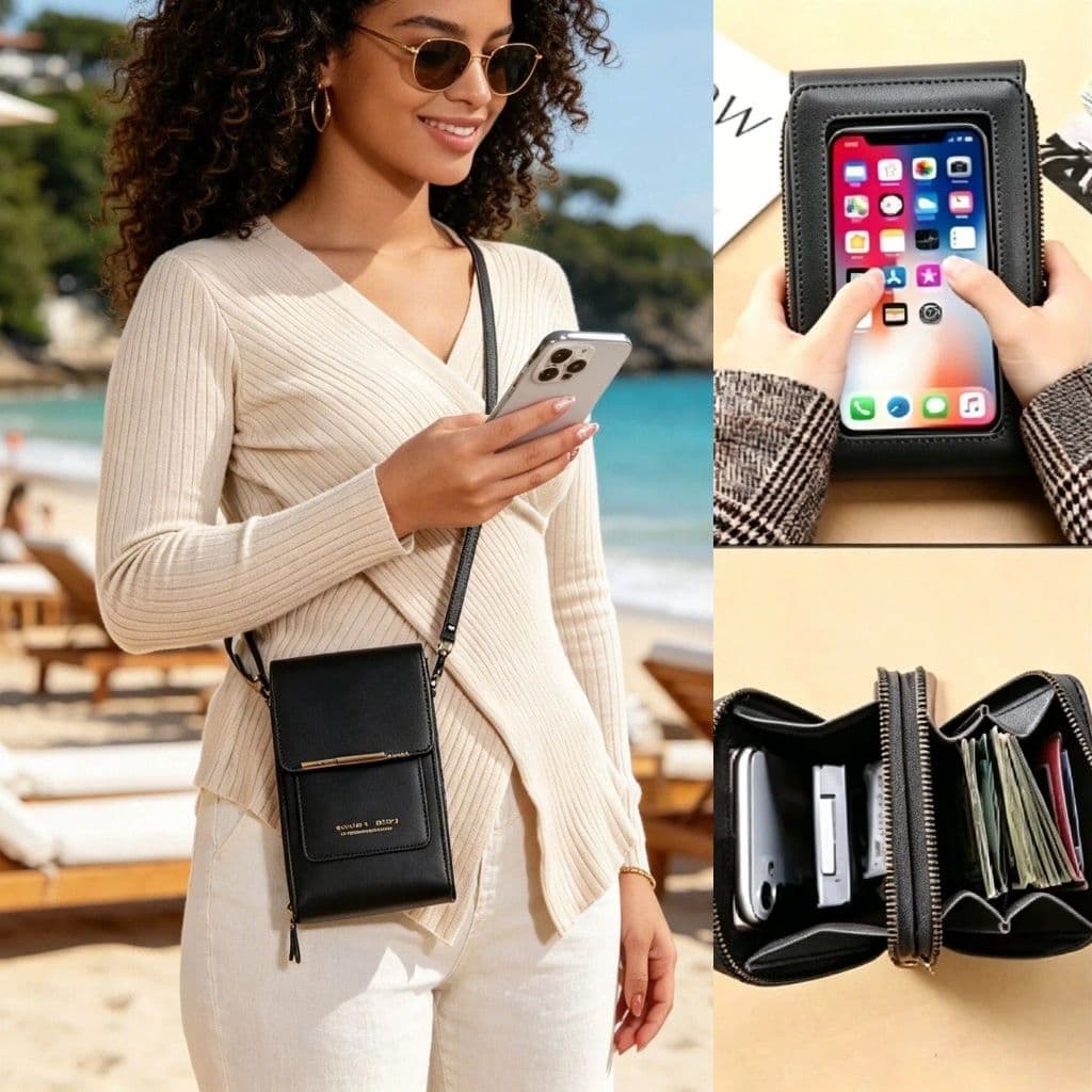 Bolsa Porta Celular Transversal Com Porta Cartão e Moedas Compacta Elegante Leve Versátil Uso Diário