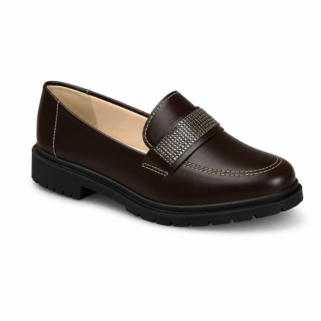 Mocassim Feminino Sapatilha Oxford Tratorado Estilo Loafer Elegante Confortável Leve Moda Mocassim