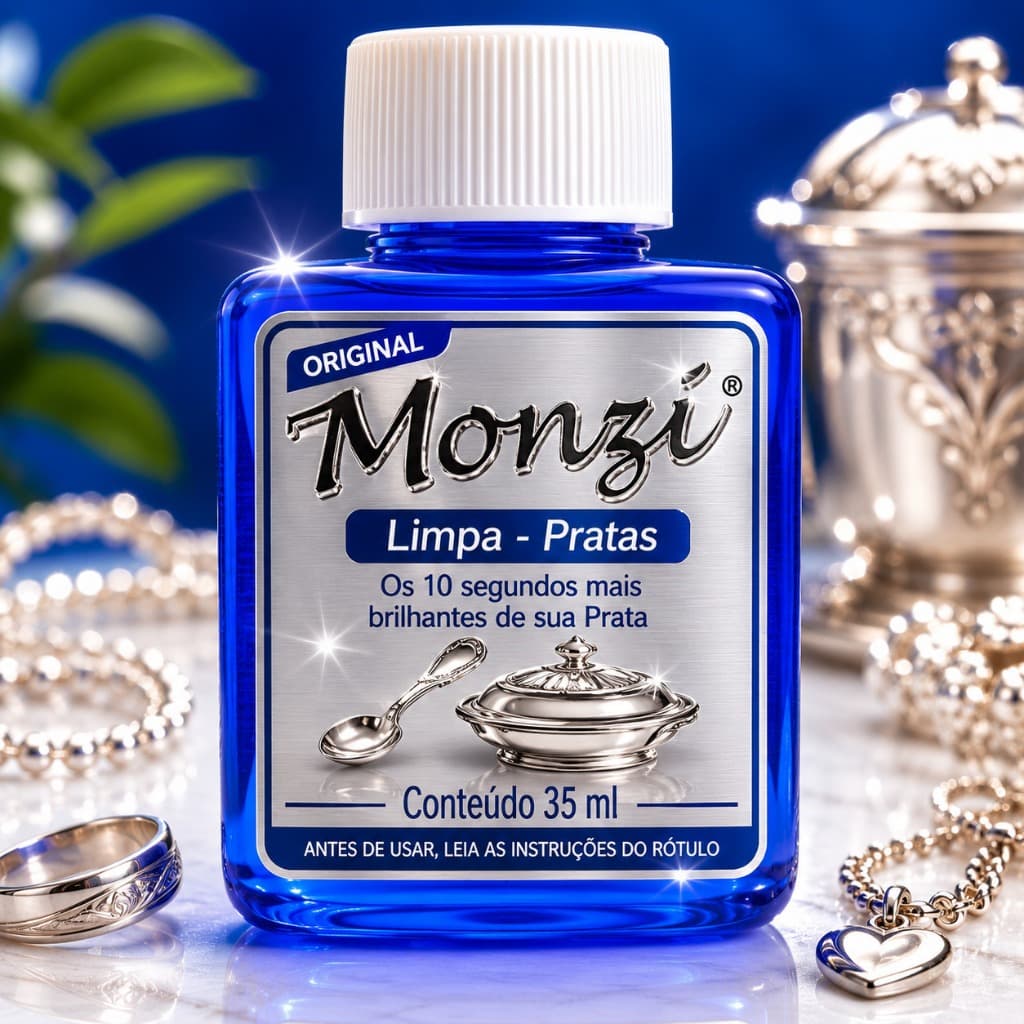 Monzi Limpa Pratas Original Removedor de Oxidação Brilho Imediato Pratas e Alianças