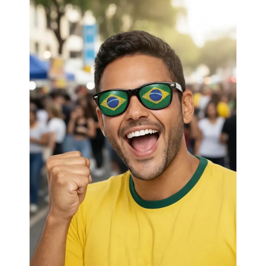 Óculos De Sol Torcedor Bandeira Brasil Copa Do Mundo Hexa 2026