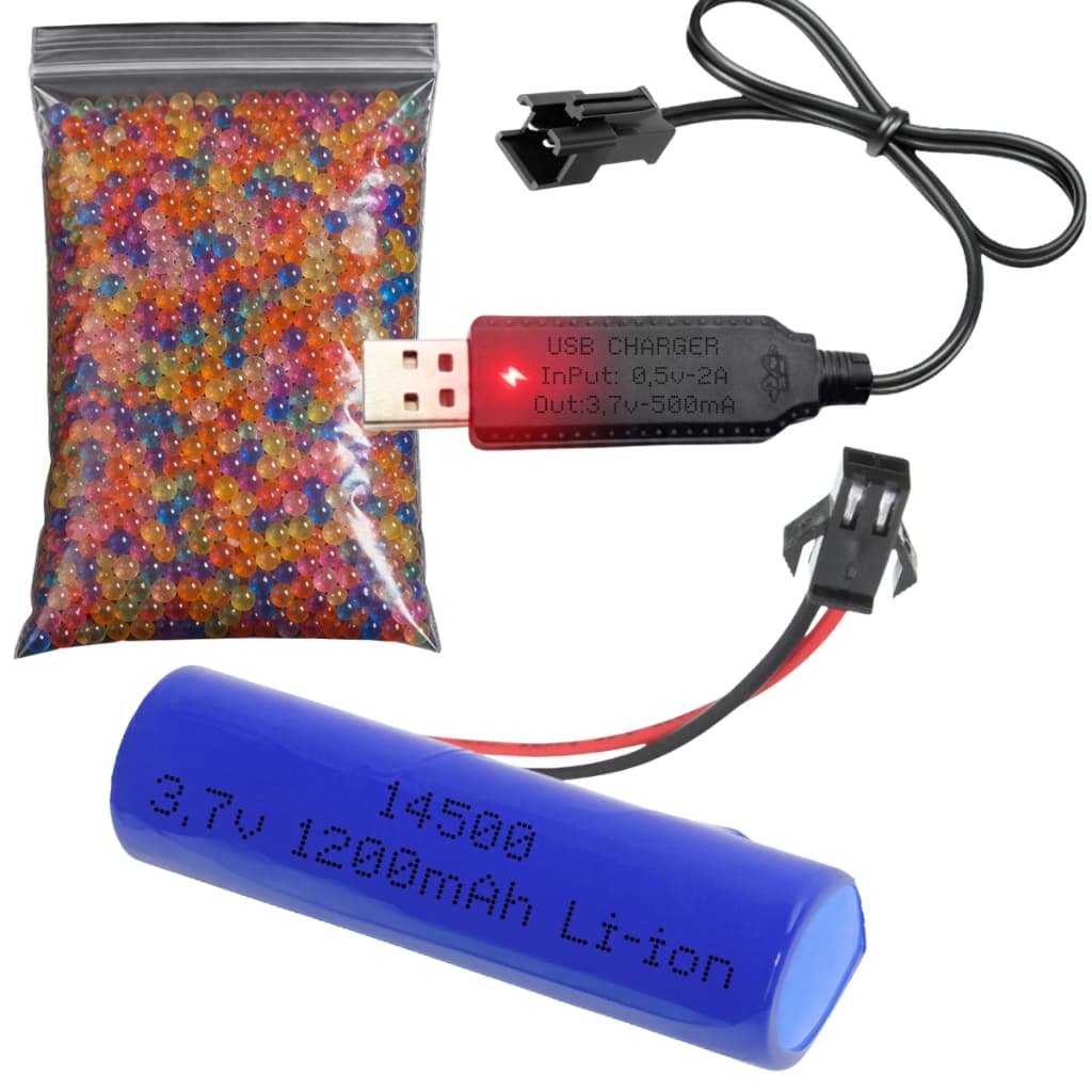 Kit P/ Arminha de gel Com Bateria 1200mAh 3.7V C/ Carregador e Bolinhas de Gel