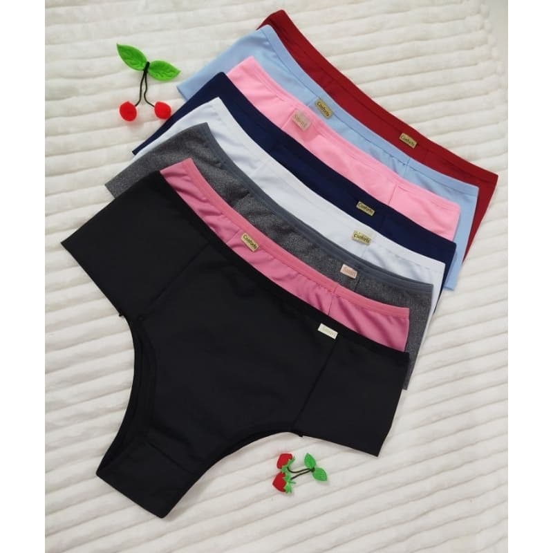 Kit 05 Calcinha Pala Dupla  Segura Barriga Modeladora Pós Parto Cos Alto Lisa Cintura Alta