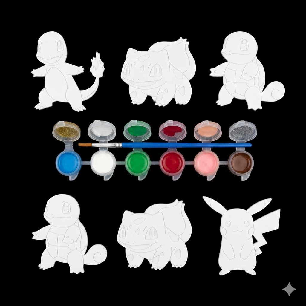 Kit Artesanato para Pintar REUTILIZÁVEL Varios Temas  Pokemon Guerreiras do KPOP - Toy Story - Bluey