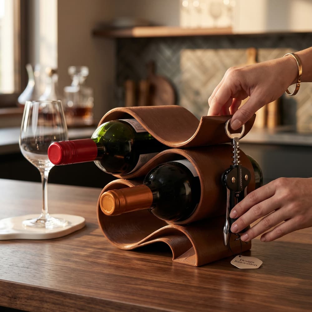 Adega de Mesa MOGI com gancho para Saca Rolhas | Porta Garrafa de Vinho Cachaça Licores