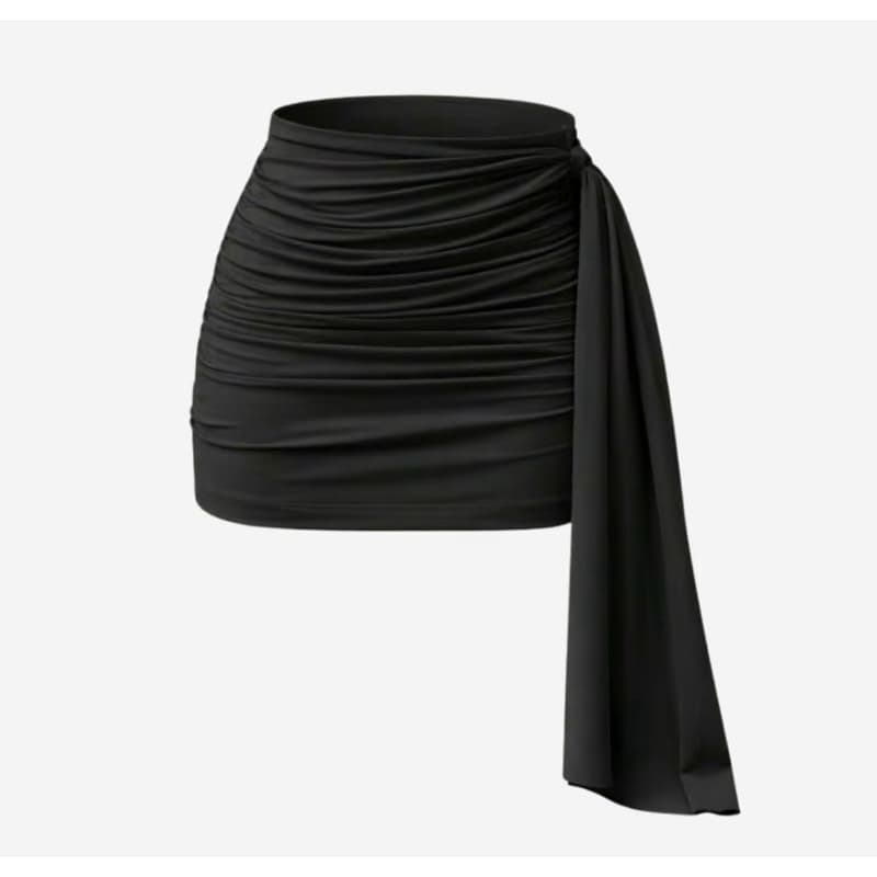 Saia Feminino Curta Plissada Com Faixa na Lateral Suplex Moda Gringa Franzida Estilosa