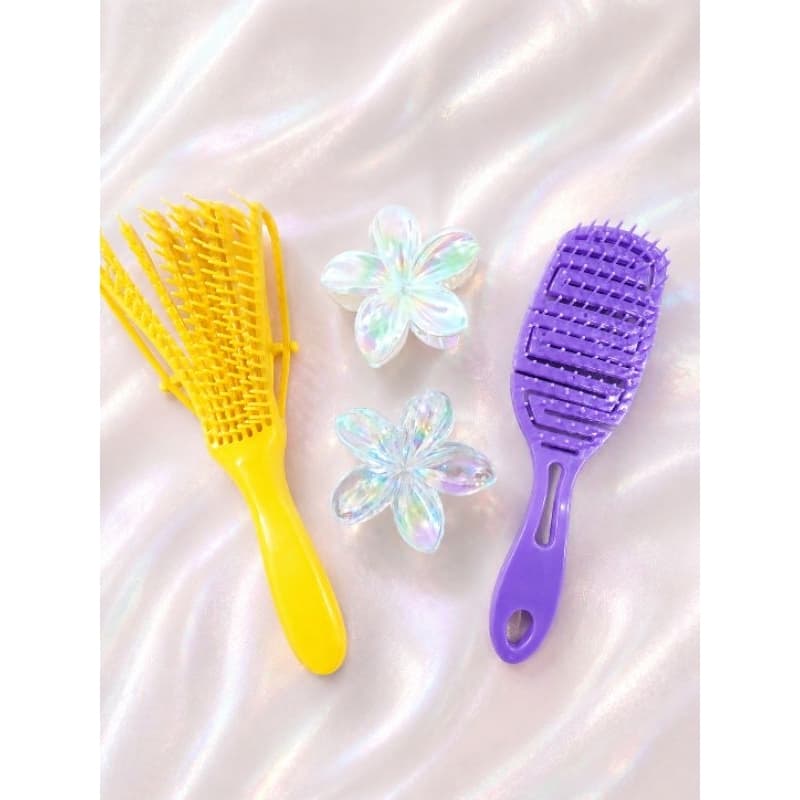 🔥 Kit 2 Escovas + 2 Presilhas Peroladas 💖 Desembaraço Fácil – Aproveite!