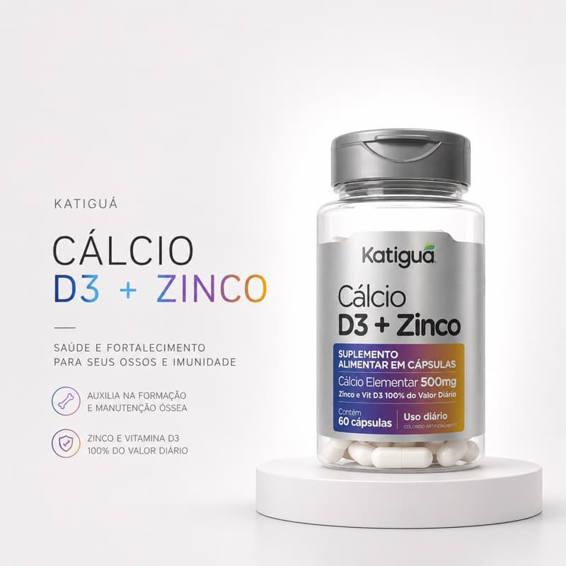 Cálcio D3 + Zinco Katiguá 60 Cápsulas