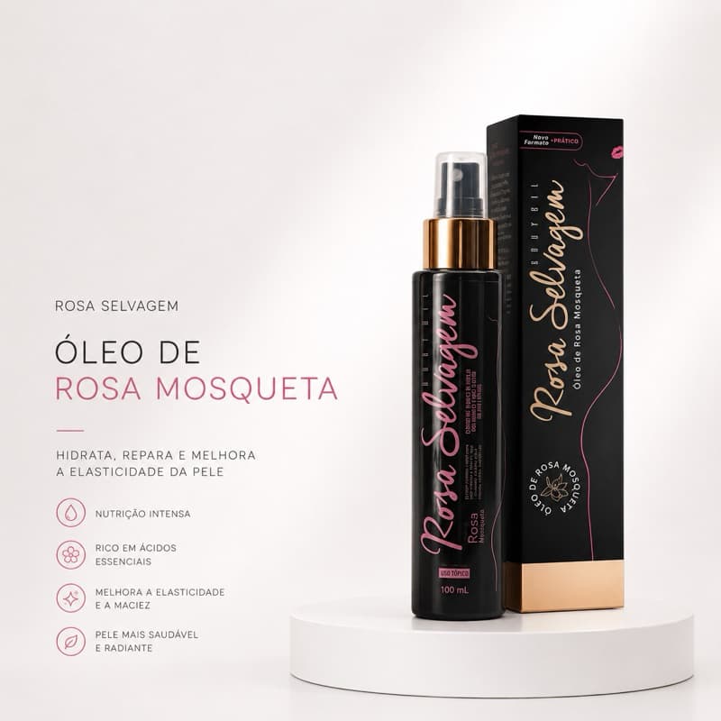 Óleo de Rosa Mosqueta Rosa Selvagem 100ml Hidratante Corporal