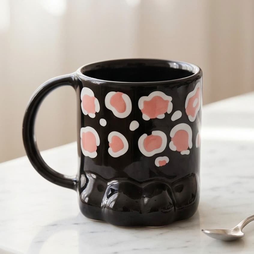 Caneca Porcelana Patinha Onça 350ml Presente Pet Mesa e Cozinha Chá Café