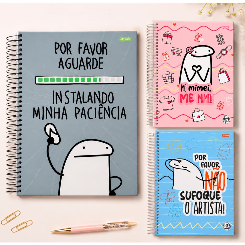 Caderno Universitário 1 Matéria Espiral Capa Dura 80 Folhas - Jandaia FLORK