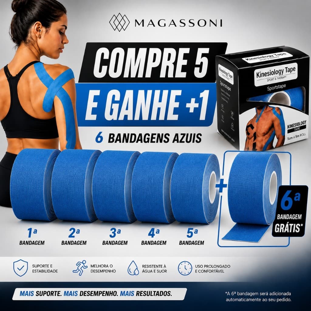 KIT 5 BANDAGENS AZUL + 6°GRATUITA