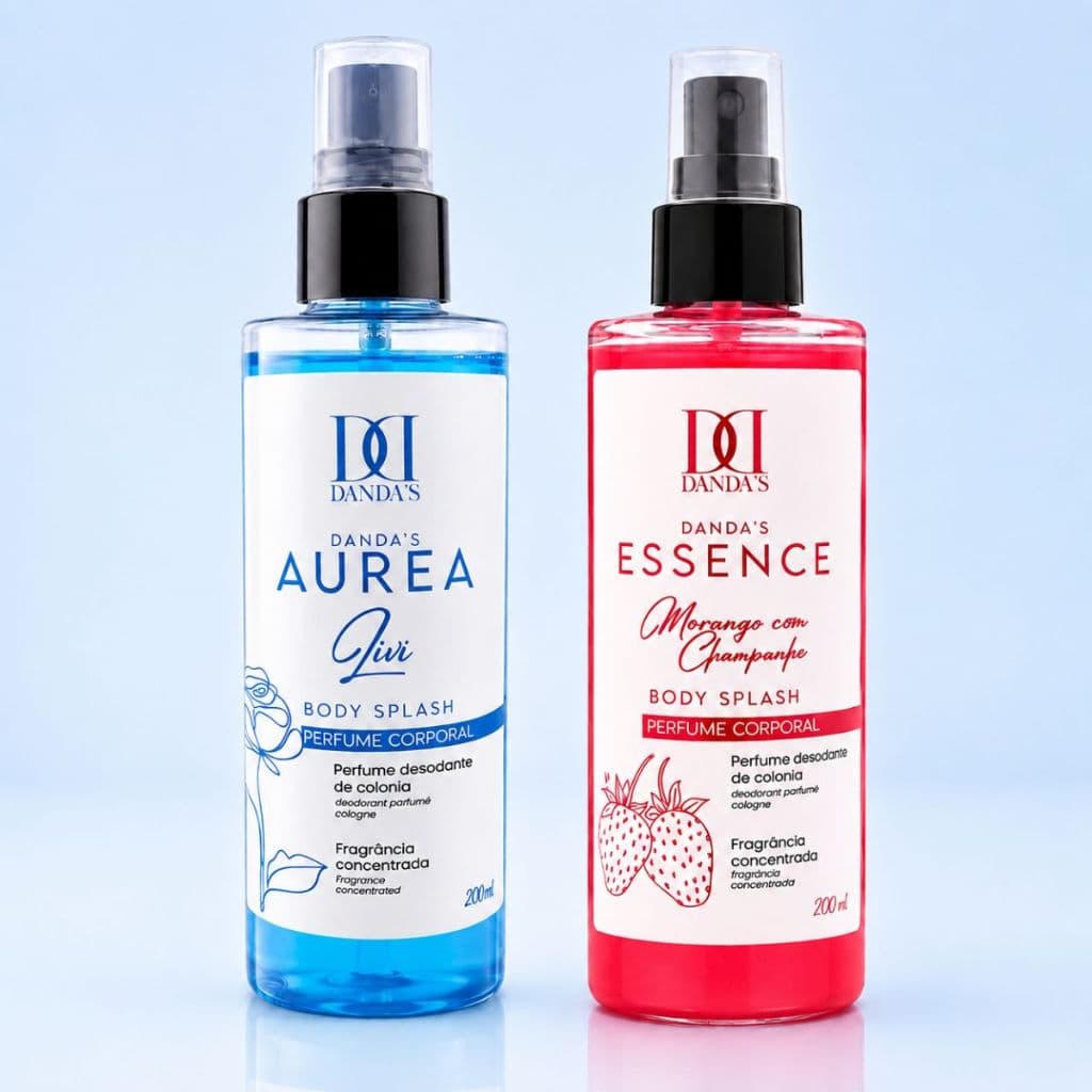 Body Splash Desodorante Corporal Perfume Colônia Feminino Livi e Morango com Champanhe 200ml Kit 2