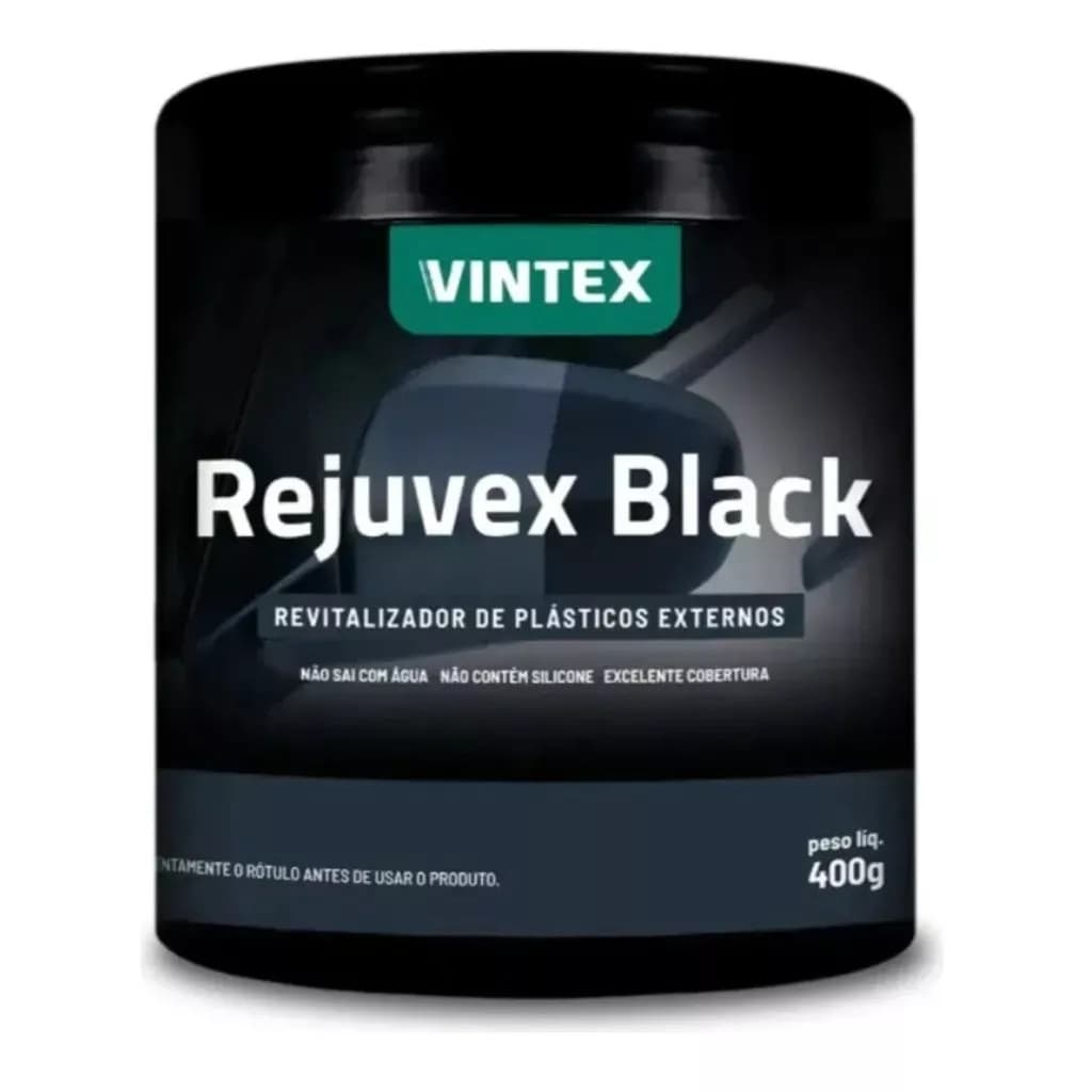 Rejuvex Black 400g Revitalizador Renova Plásticos de Carros com Resistência à Água e Cobertura Excepcional para Oficinas