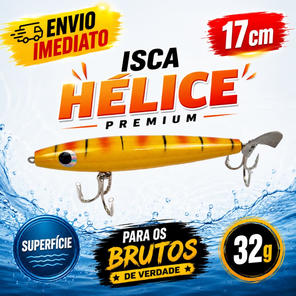 Isca Artificial 17cm 32g Helice Superficie Tucunare Robalo Traira Dourado Pesca Peixe Trofeu