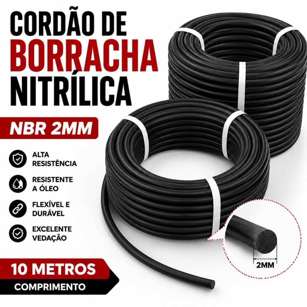 Cordão Borracha Nitrilica Nbr 2mm Vedaçao/oring 10 Mts