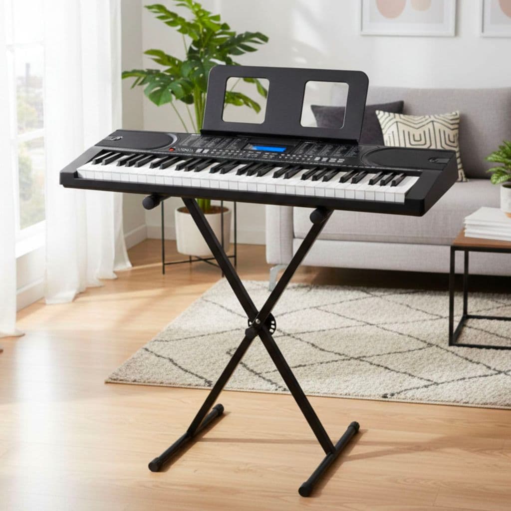 Teclado Musical Sensitivo 5/8 Sonata Sk8000 + Estante Q1x Preto