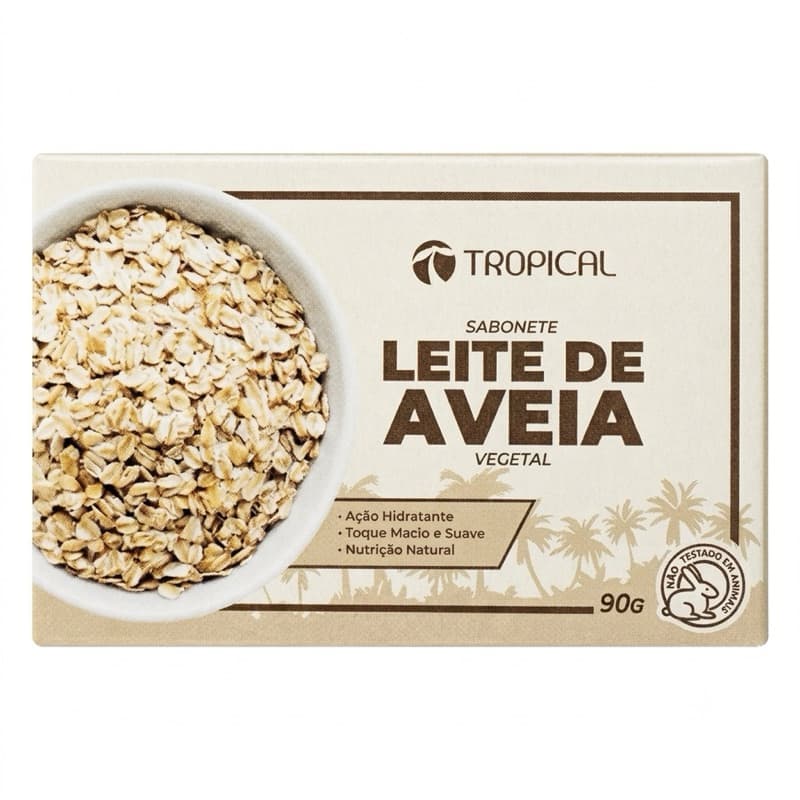 Sabonete Leite de Aveia Vegetal 90g Tropical Hidratante Nutritivo Pele Macia e Suave