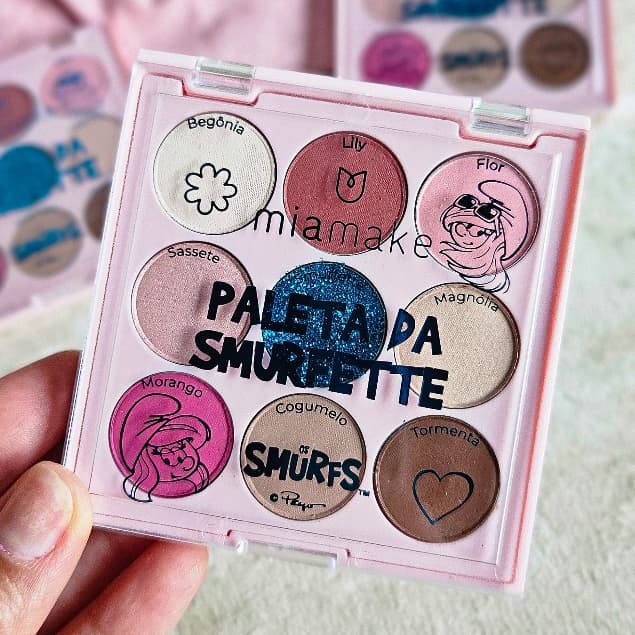 Paleta de Sombras Smurfette Mia Make 9 Cores Alta Pigmentação Matte e Cintilante Longa Duração