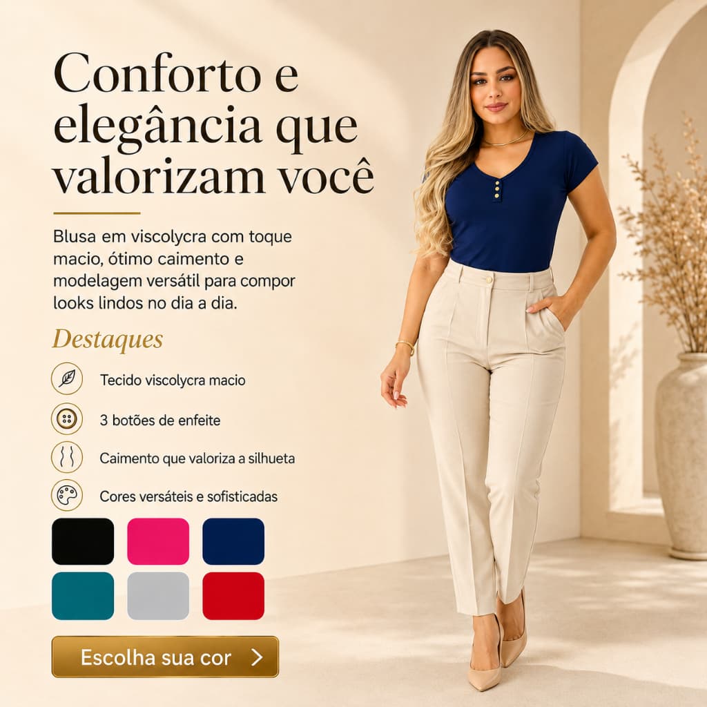 KIT 4 BLUSA FEMININA DE MANGUINHA