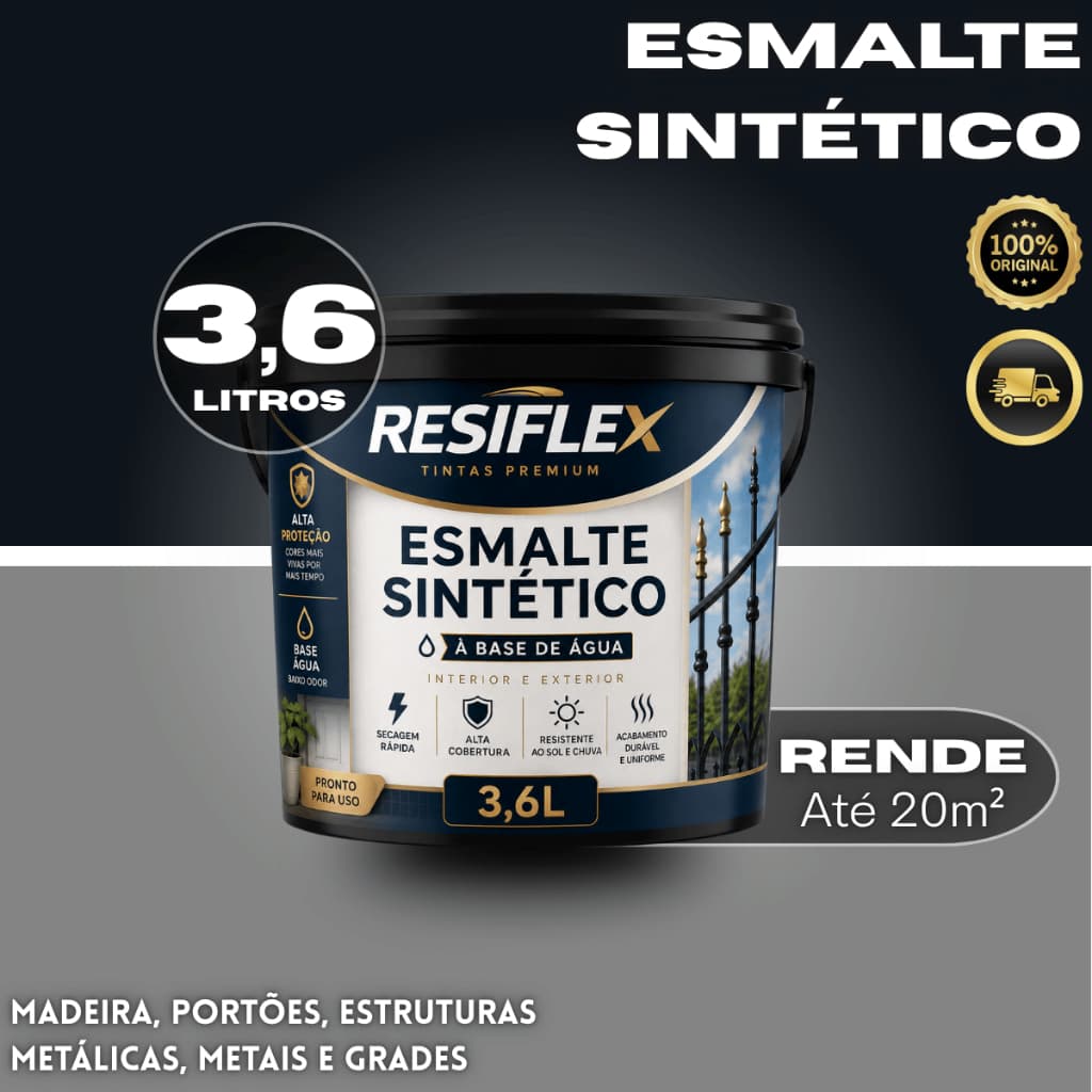 Tinta Esmalte Sintético 3,6L Baixo Odor Para Pintura De Portas Portões E Grades Profissional