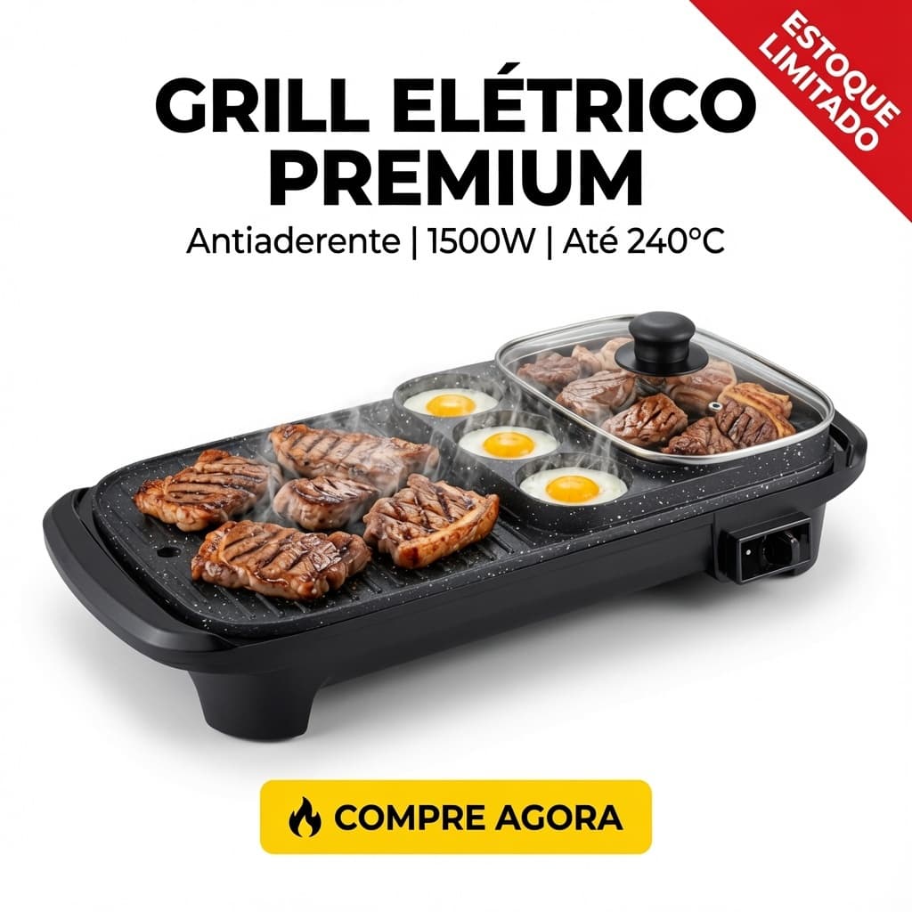 Grill Elétrico Churrasqueira Ecopower Incrível Antiaderente Presente Perfeito
