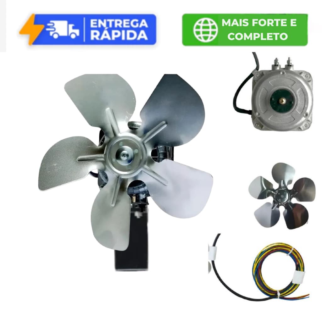 Motor Exaustor Churrasqueira Com Bucha Metálica 3 Metros de Cabo Anti-Chamas e Hélice 20cm 127/220v