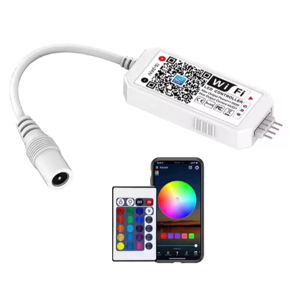 Controlador De Led RGB WIFI Sem Fio 12V 24V 2.4G Android IOS APP Para 5050 2835 COB Fita 24/44