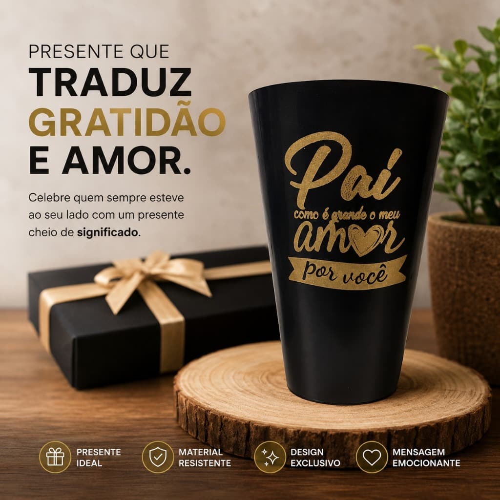 Kit 5 10 20 Copo Authentic Personalizado Pai Como É Grande Meu Amor Por Você - 450 ml