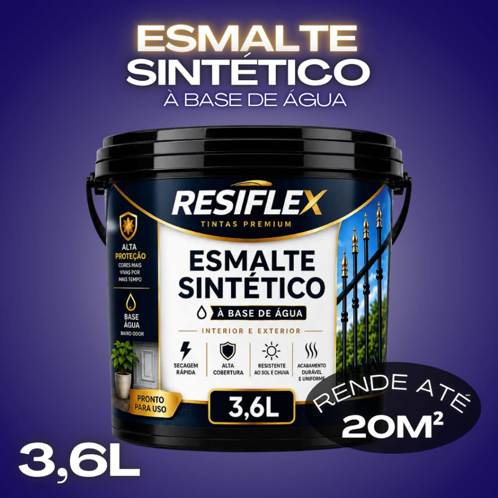 Tinta Esmalte Sintético Base Água 3,6L Para Móveis Batentes Portas Grades E Portões