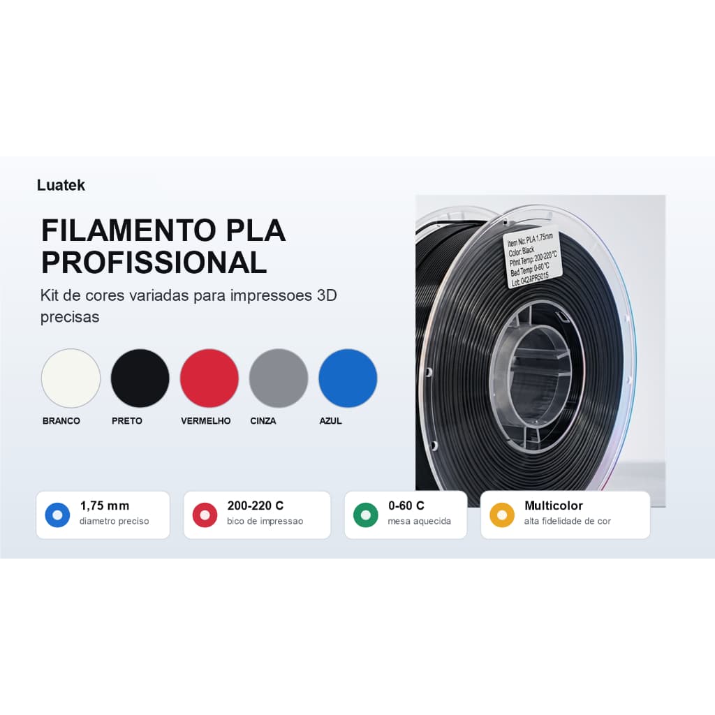 Impressão 3D Filamento PLA+ Premium 1Kg 1.75mm Alta Qualidade Profissional