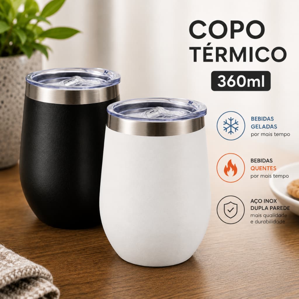 Copo Térmico 360ml Em Inox Com Tampa Acrílica Tumbler De Aço Inoxidável Isolado Portátil