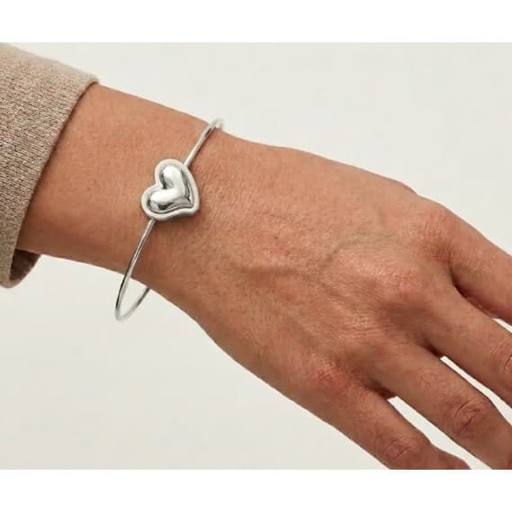 ✨ BRACELETE FEMININO CORAÇÃO EM AÇO INOX ✨