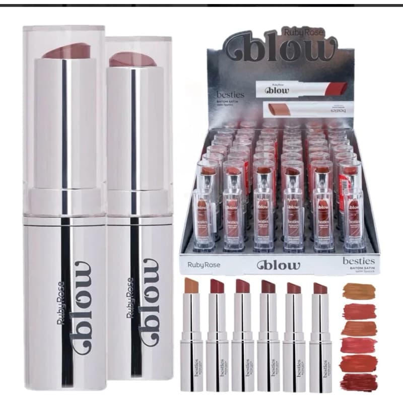 Box 36 Batom Satin Ruby Rose Besties Blow Acabamento Cetim Hidratante  HBL6002