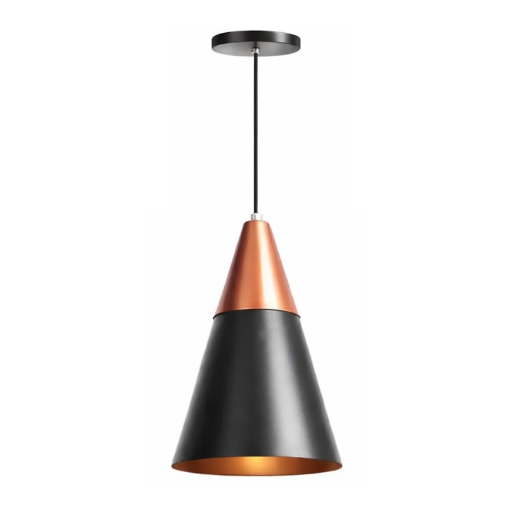 Pendente Luminária Lustre Cometa 30x16,5cm Preto Com Cobre De Alta Qualidade Designer Moderno