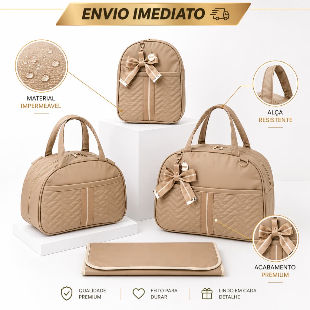 Bolsa Maternidade Kit 4 Peças Mochila, Frasqueira e Trocador