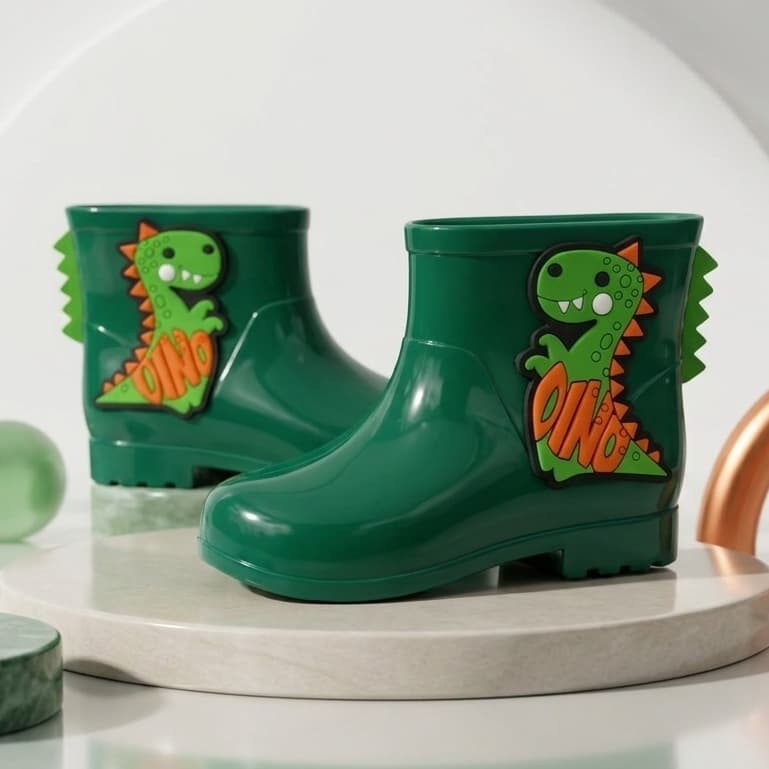 Galocha Botas Infantil Masculino Menino Dinossauro Criança Leve Confortável Impermeável