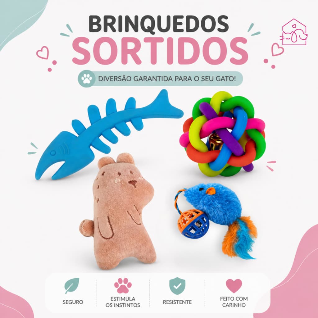 Kit de Brinquedos para Pets Pequenos Bolinhas e Mordedores