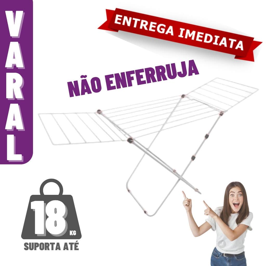 Varal De Chão INOX Reforçado Com Abas Retrátil SECALUX