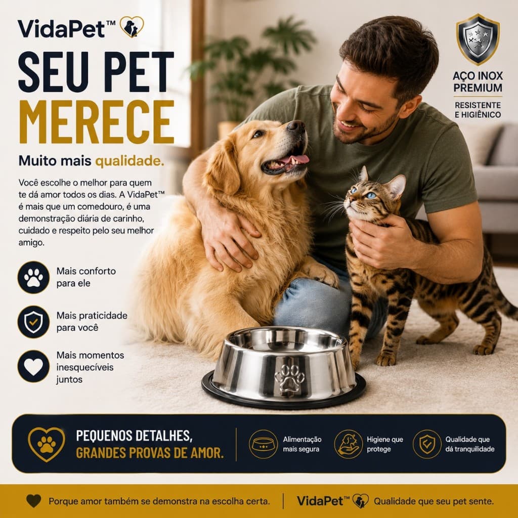 Comedouro Bebedouro Inox Antiderrapante Cães Gatos Higiênico Fácil Limpeza Tigela Ração