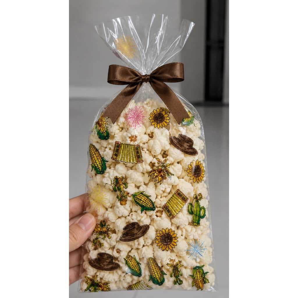 50 sacos de celofane junino - arraiá - caipira para lembrancinhas,brindes, pipocas e amendoim