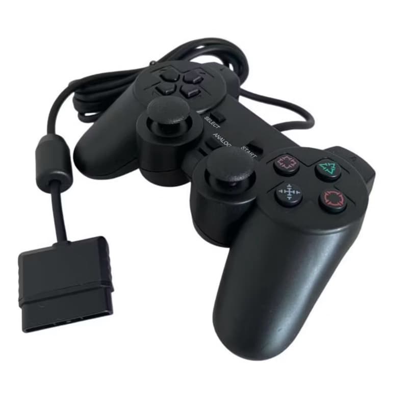 Controle para  PS2 Com Fio Cor Preto playstation
