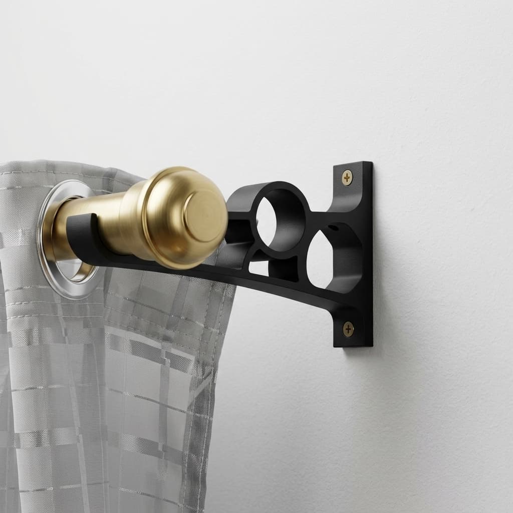 Suporte Duplo para Varão de Cortina até 30mm – Par – Reforçado – Preto ou Branco