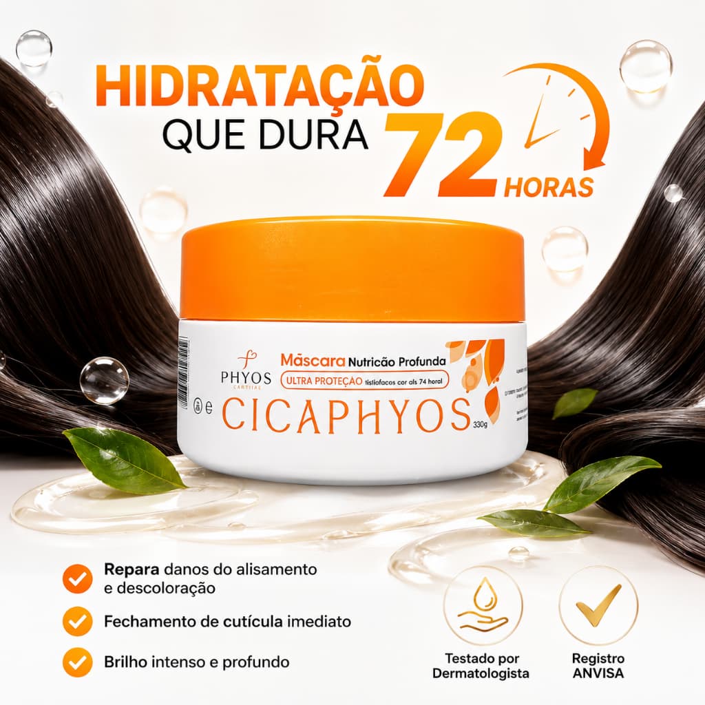 Mascara Capilar Cronograma Nutricao hidratação 250g CicaPhyos Hidratacao Cabelos Com Frizz