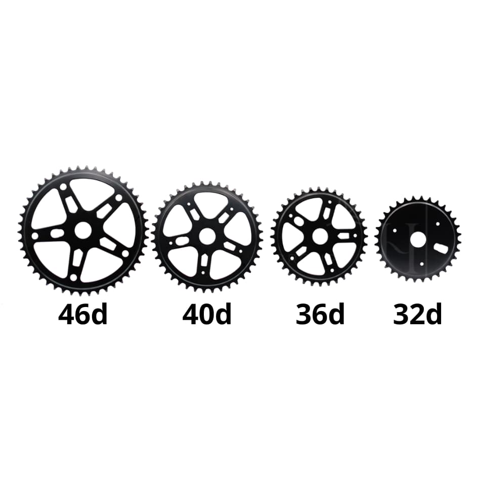 Roda Dentada Coroa em Aço 32d 36d 40d 46d com Furo para Bicicletas Monobloco 114mm 140mm 165mm
