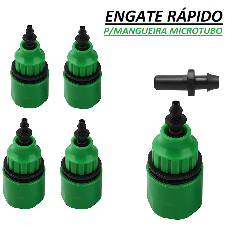Engate Rápido Para Mangueira Microtubo 1/4 - 3/8 Irrigação Jardim Plantação - Oferta