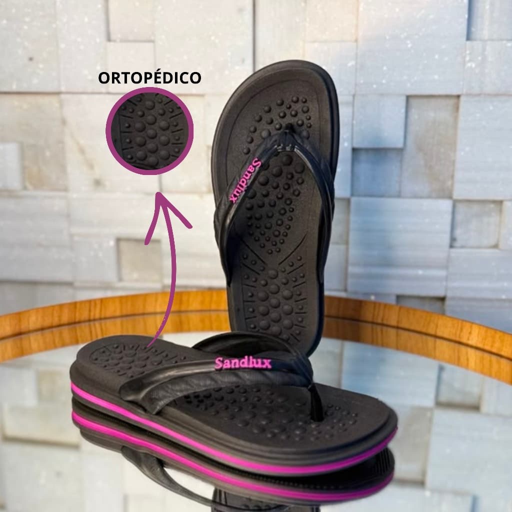 Chinelo Rasteirinha Ortopédica Feminina com Palmilha Massageadora Esporão Fascite Confortável e Antiderrapante