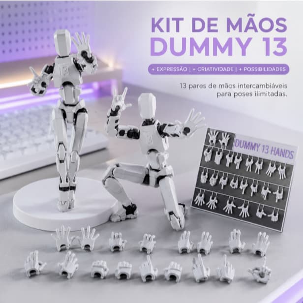 Kit de Mãos para Dummy 13, Acessórios Intercambiáveis para Boneco Articulado Action Figure 3D