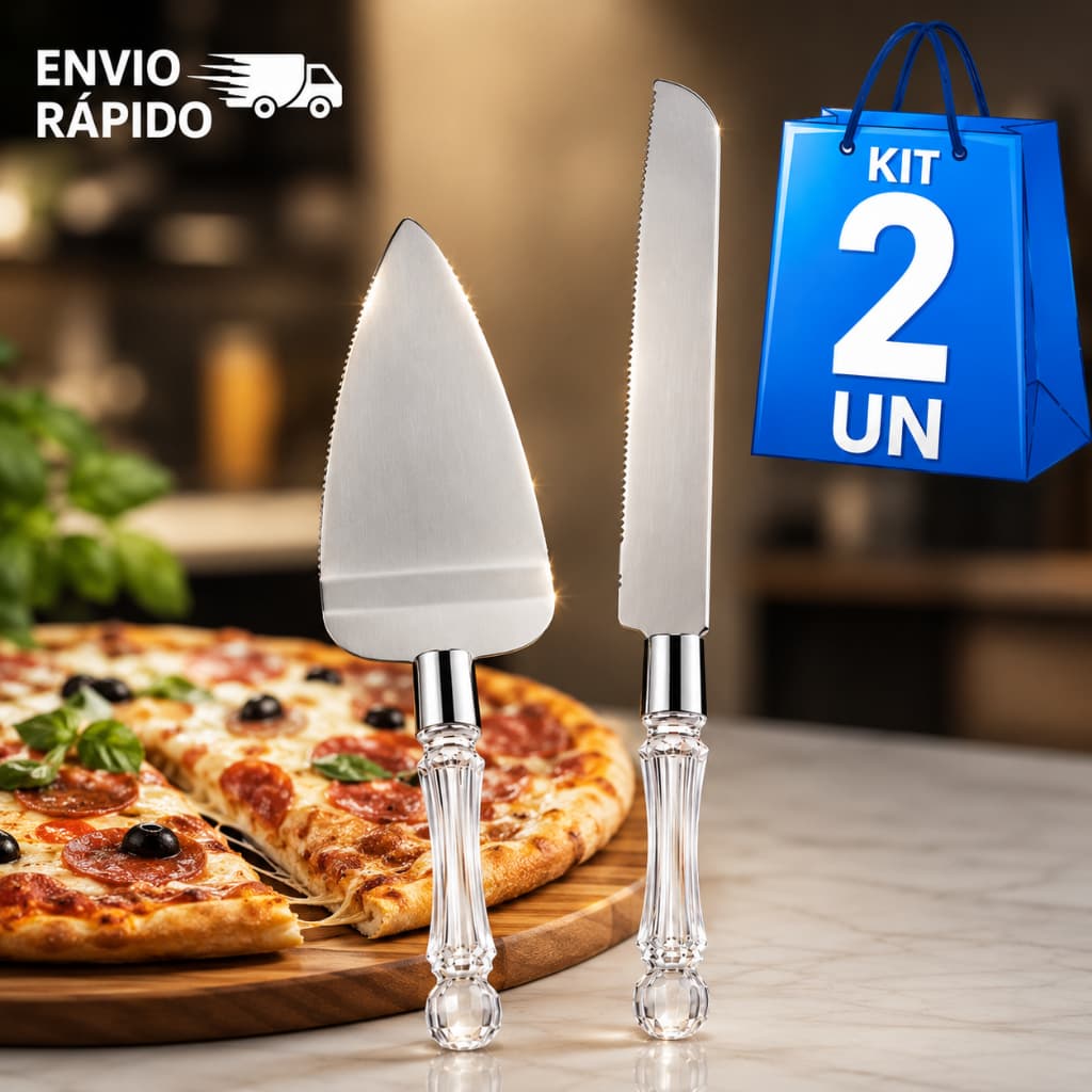 Espátula e Faca para Pizza Bolo Torta Sobremesa Cheesecake Servidor de Fatias Confeitaria Gourmet KIT CHA DE COZINHA