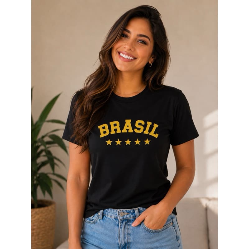 Camisa Brasil Feminina Copa Do Mundo 2026 Verde Amarela Hexa Camiseta Unissex Casual